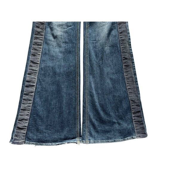 Free People Woman's Sz 27 Low Rise Flared Jeans with Corduroy Stripe Leg - Picture 10 of 11